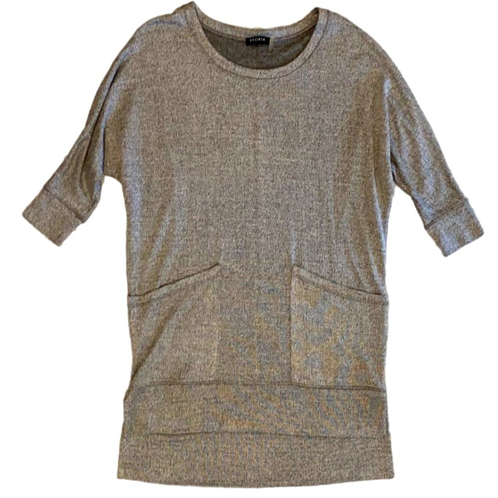 Storia Grey Long Sleeve Cozy Tunic Dress Size S